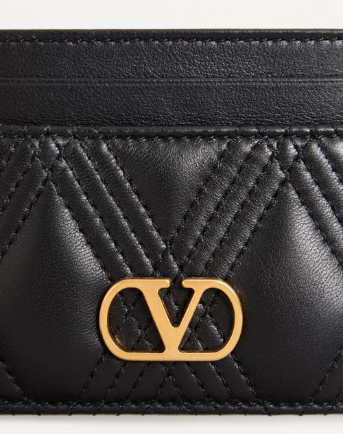 Valentino Portacarte Quiltie 67 In Nappa Nera Donna In Black