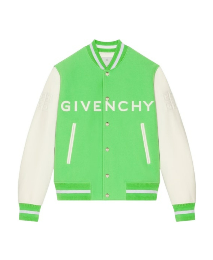 Givenchy 4g Wool-blend Varsity Jacket In Green