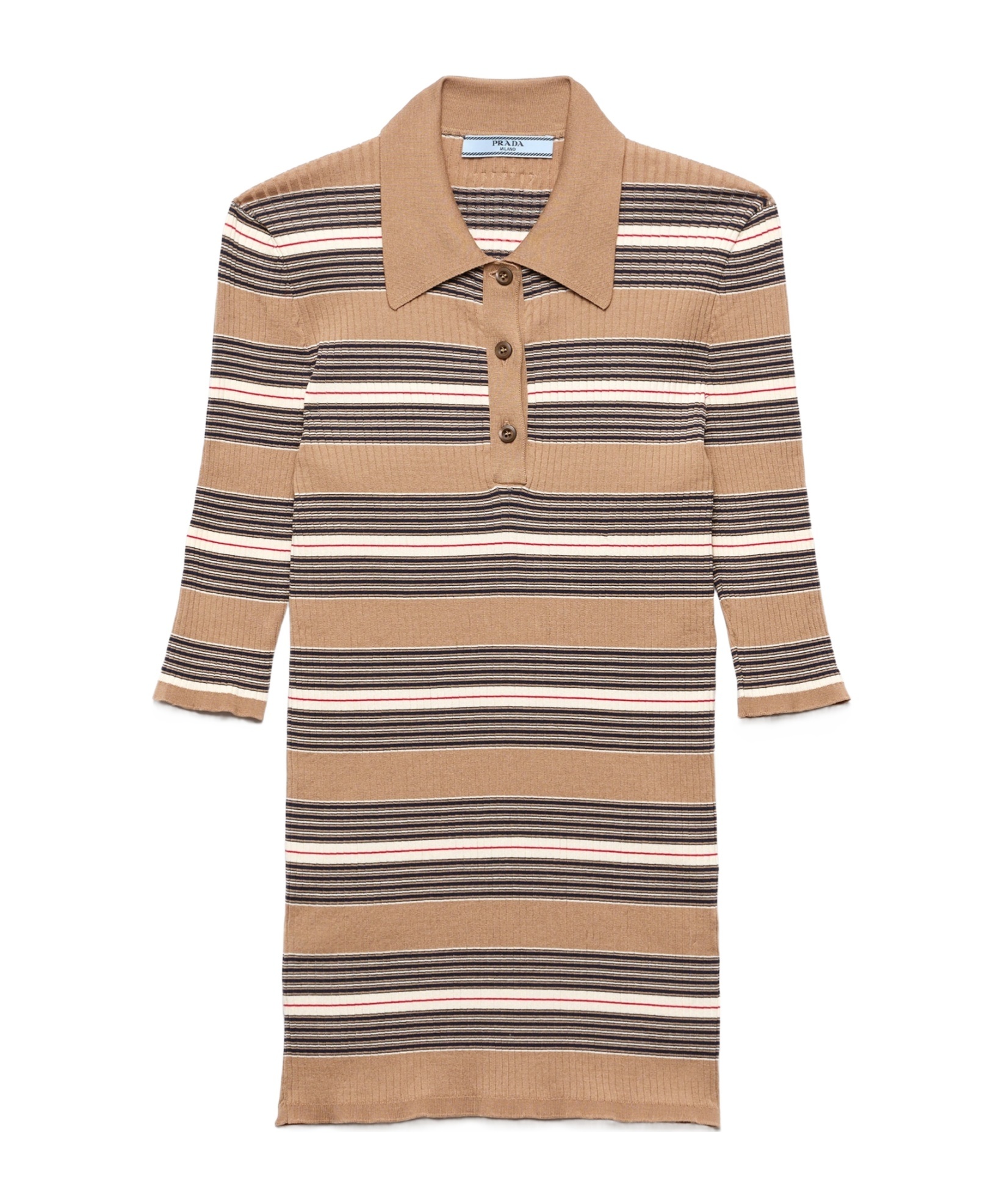 Prada Striped Cotton Polo Shirt In Animal Print