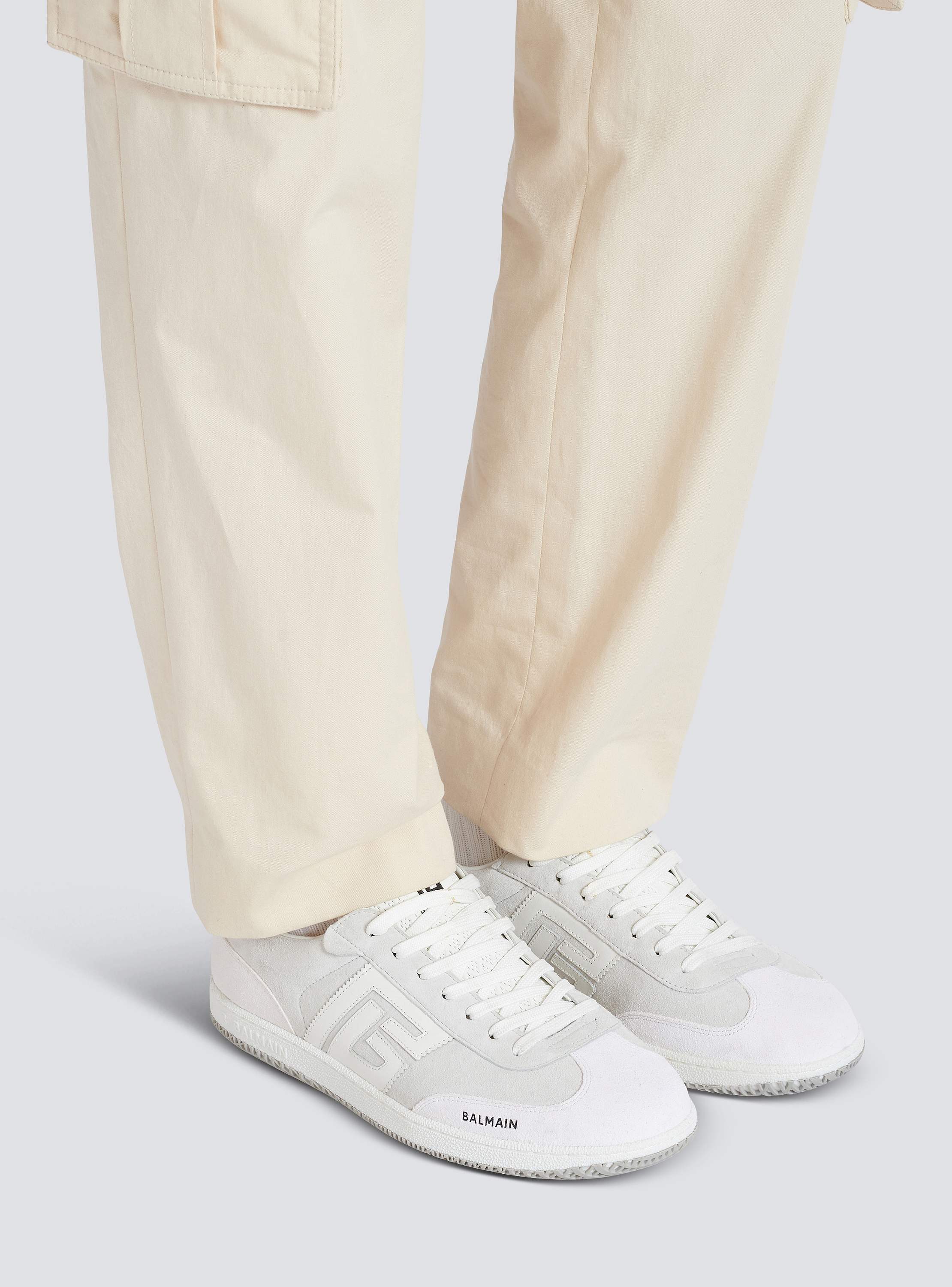 Balmain Swan Suede And Smooth Leather Trainers In White