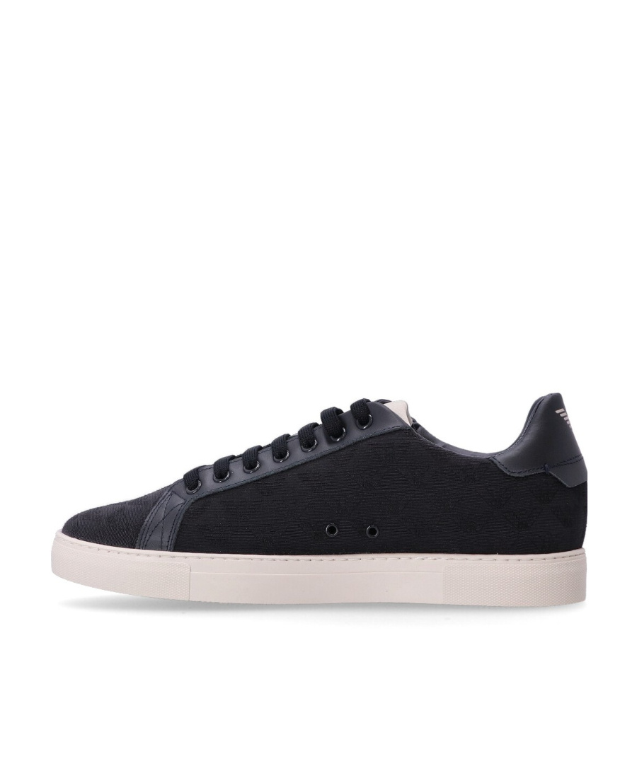 Emporio Armani Logo Printed Lace-up Sneakers In Black