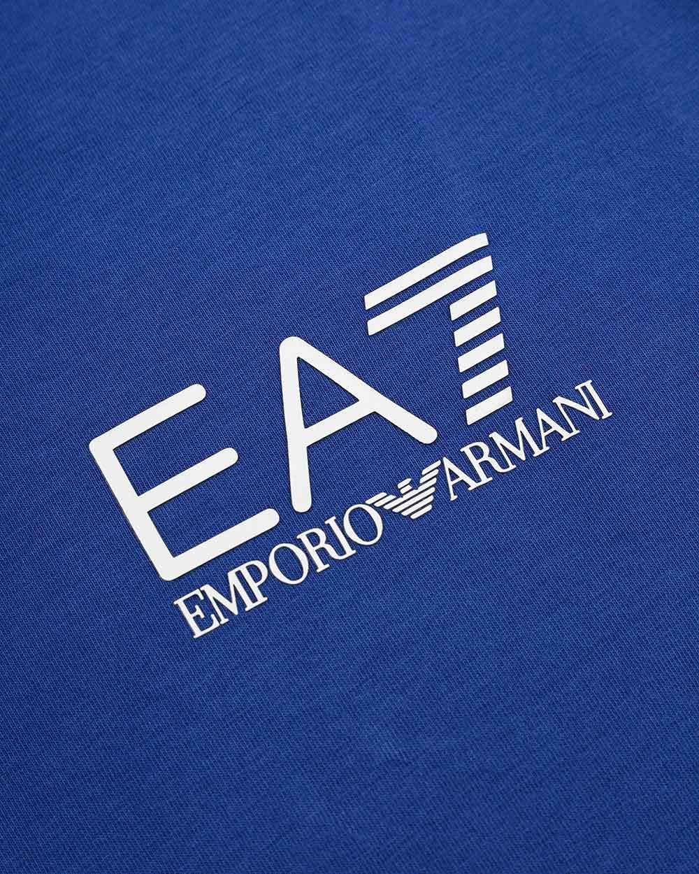 Ea7 Logo Printed Polo Shirt In Blue