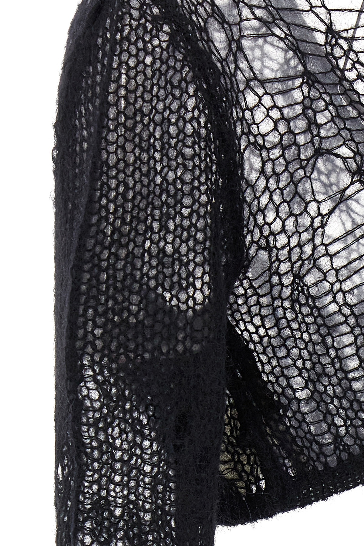 Rick Owens Ziggy One-sleeve Cropped Open-knit Top In Black