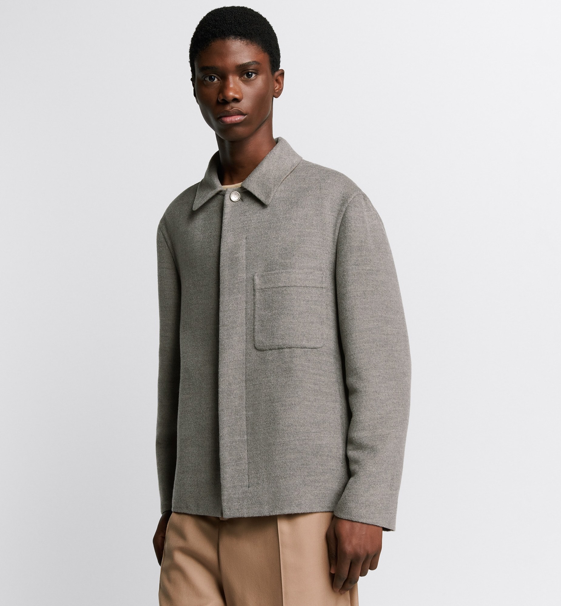 Dior Lapel Long-sleeved Casual Jacket In Gray