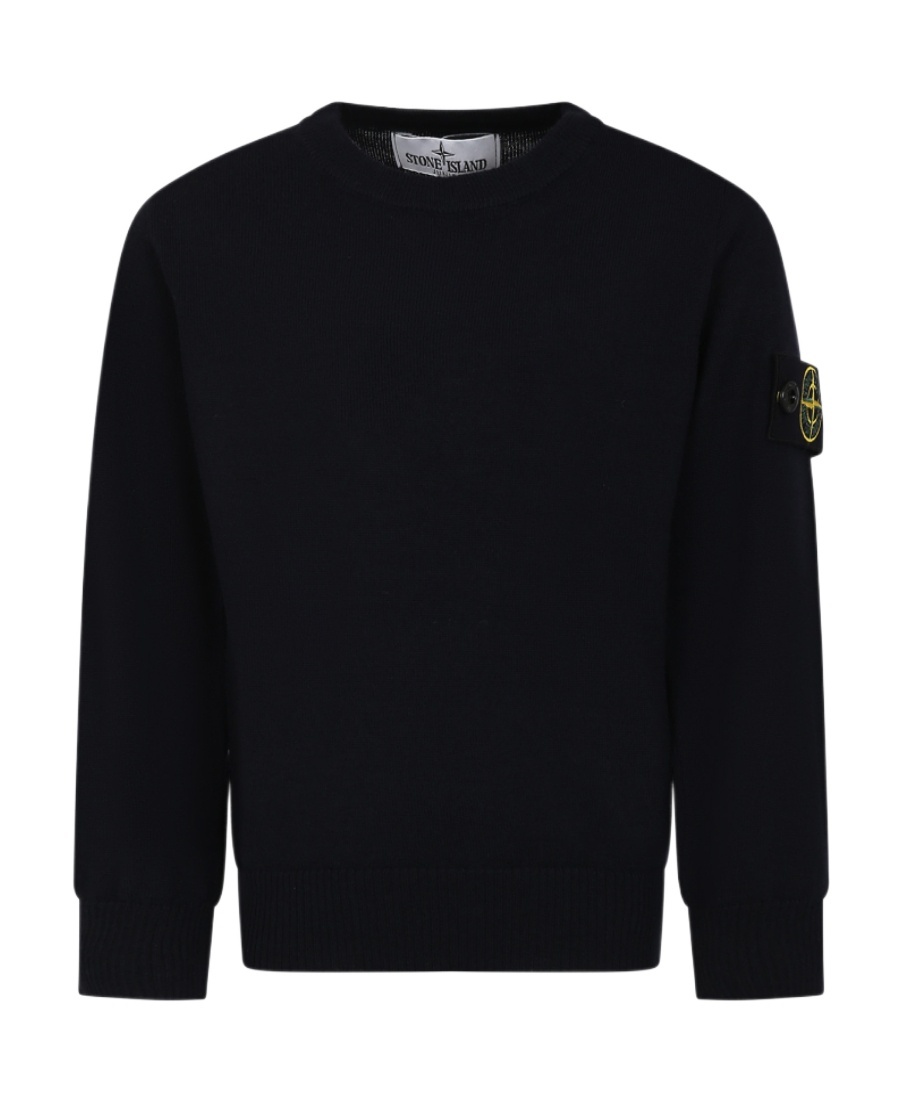 Stone Island Junior Compass-patch Crewneck Jumper In Blue