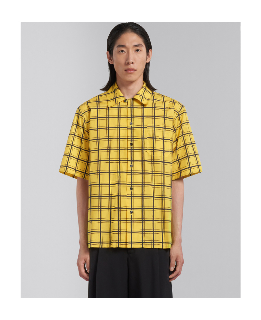 Marni Short-sleeve Checked Shirt In Yellow
