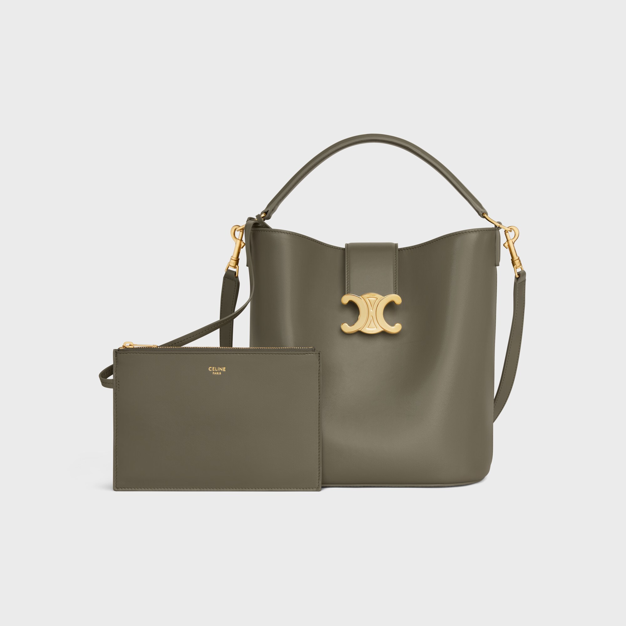 Celine Medium Louise Bucket Bag In Green
