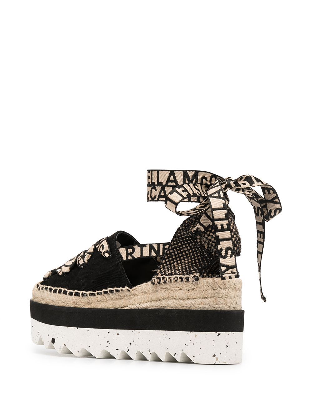 Stella Mccartney Black Organic Canvas Gaia Platform Espadrilles In Black
