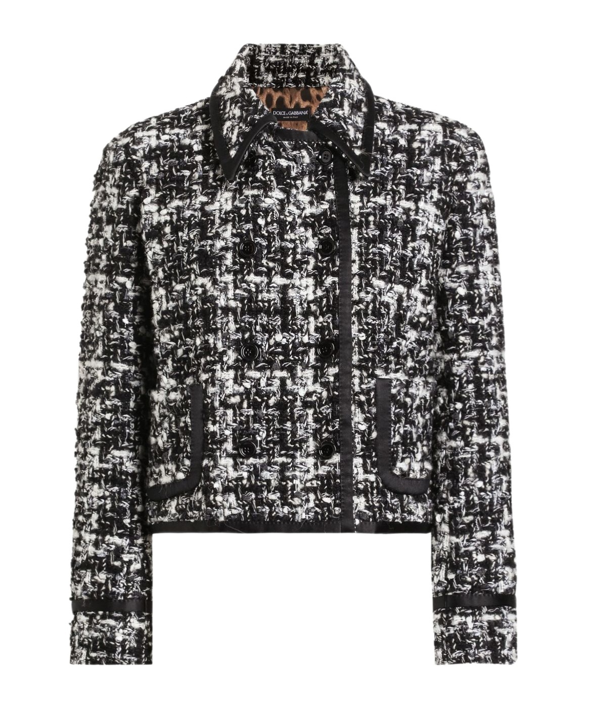 Dolce & Gabbana Wool Blend Tweed Jacket In Black