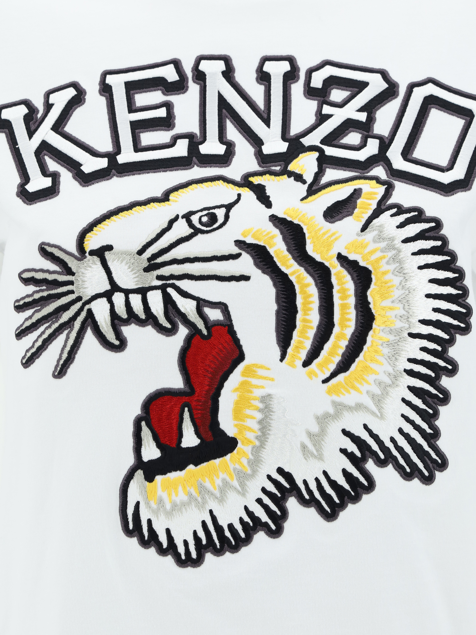 Kenzo Logo Embroidered Crewneck T-shirt In White