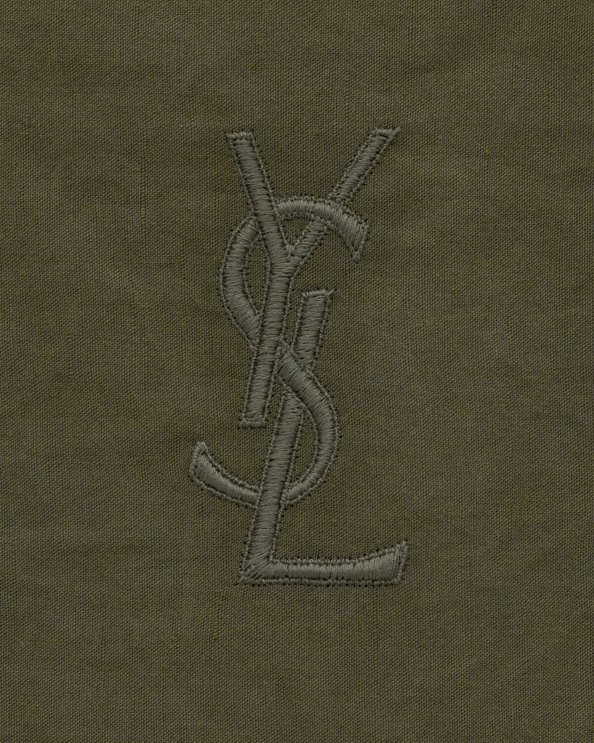Saint Laurent Linen And Cotton "cassandre" Shirt In Brown