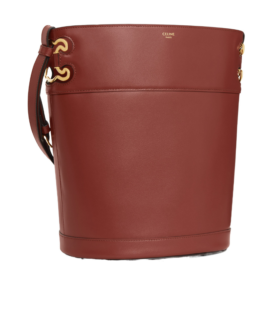 Celine Bucket Triomphe Shoulder Bag In Red