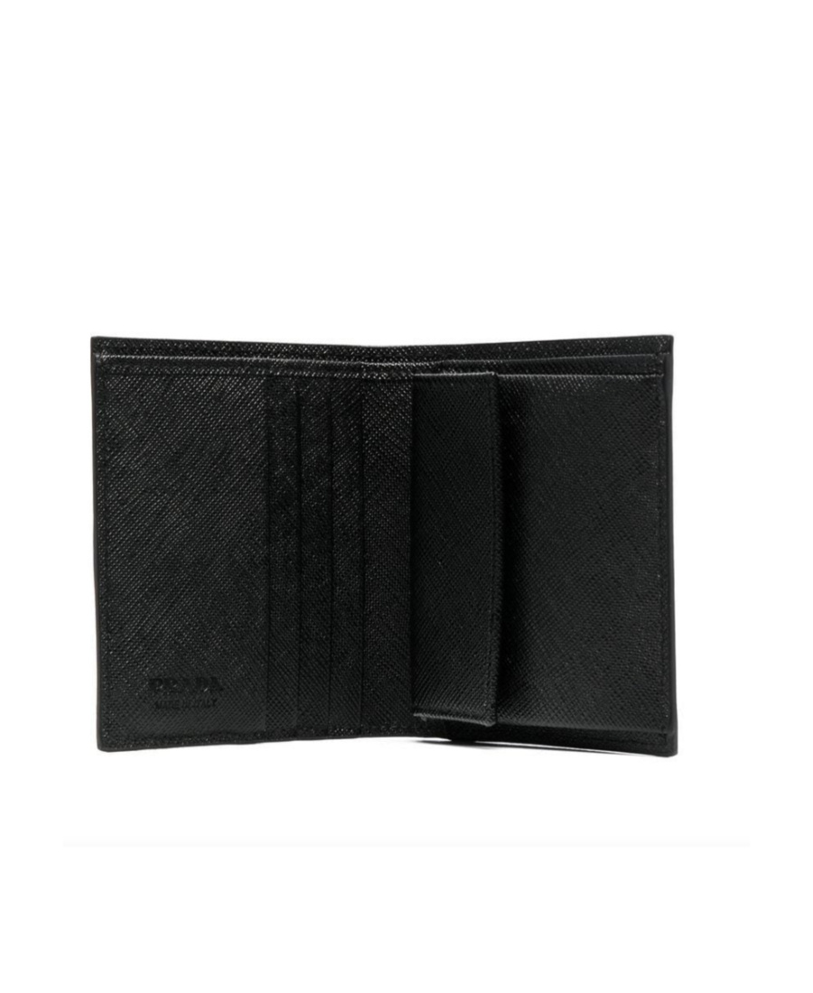 Prada Leather Bi-fold Wallet In Black