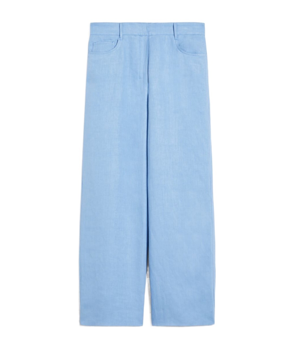 Max Mara Linen Wide-leg Trousers In Light Blue