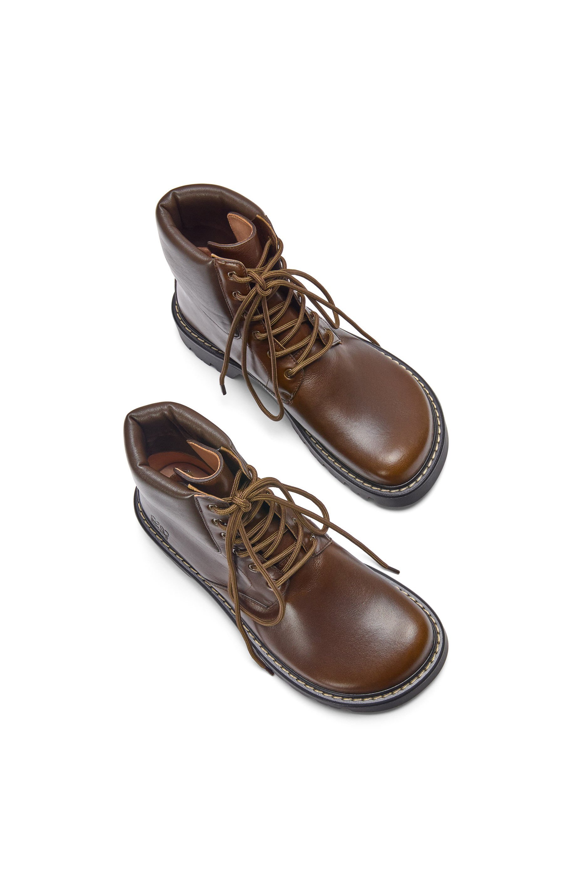 Loewe Men Sierrain Military Ankle Boots Vegetable Tanned Calfskin In Black