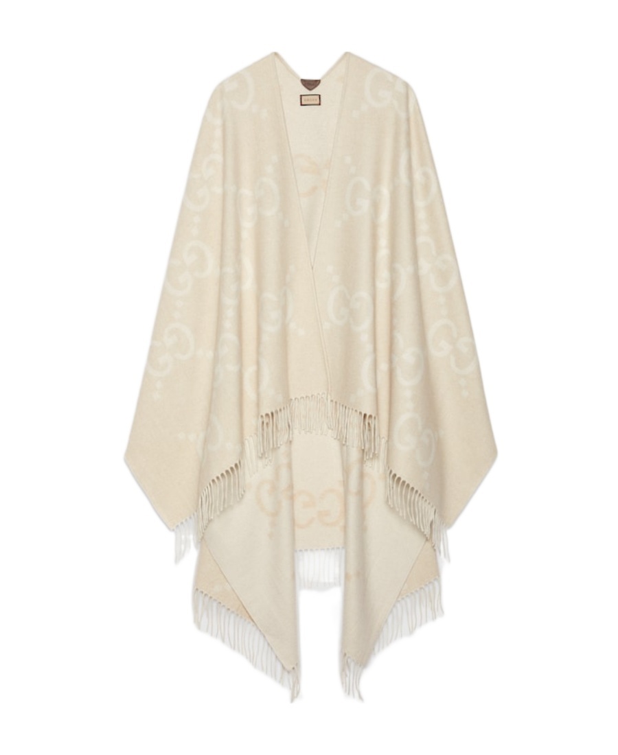 Gucci Jumbo-gg Cashmere Cape In Nude