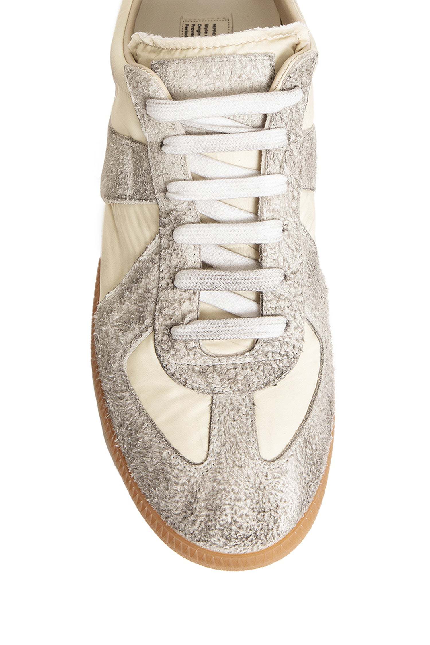 Maison Margiela Sneakers In Beige With Front Lace-up Fastening In White