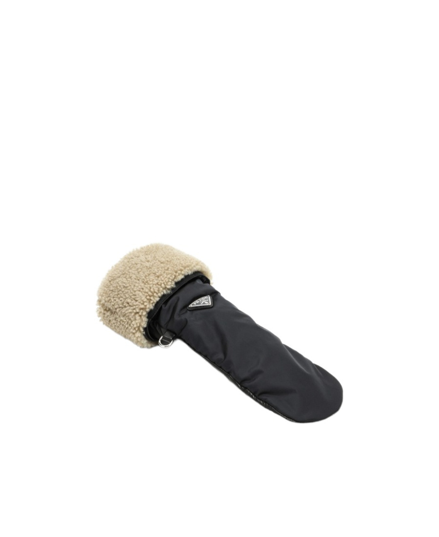 Prada Logo Flanging Gloves In Black