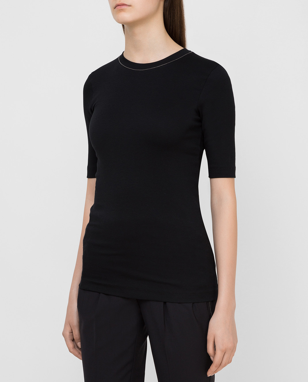 Brunello Cucinelli Monili-detail Cotton T-shirt In Black