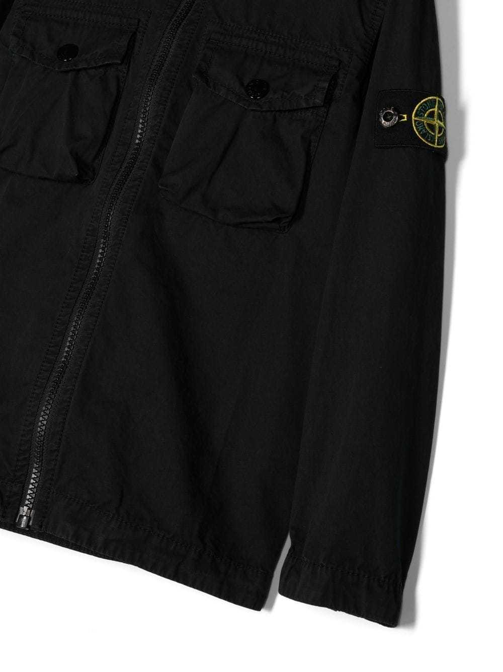 Stone Island Teen Compass-logo Hooded Jacket In Black