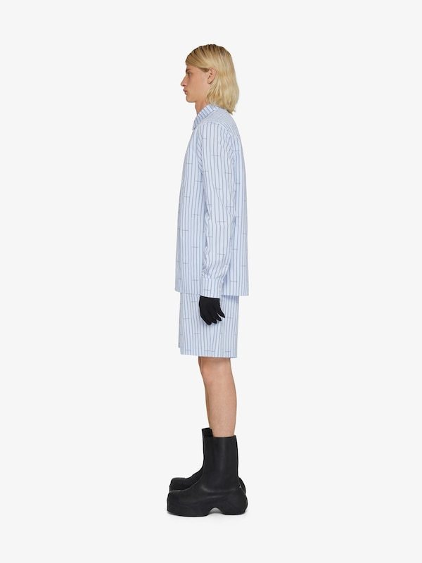 Givenchy Logo-print Striped Cotton Shorts In Blue
