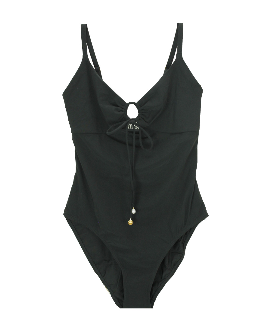 Tory Burch Ruched Cut-out Swimsuit In Black