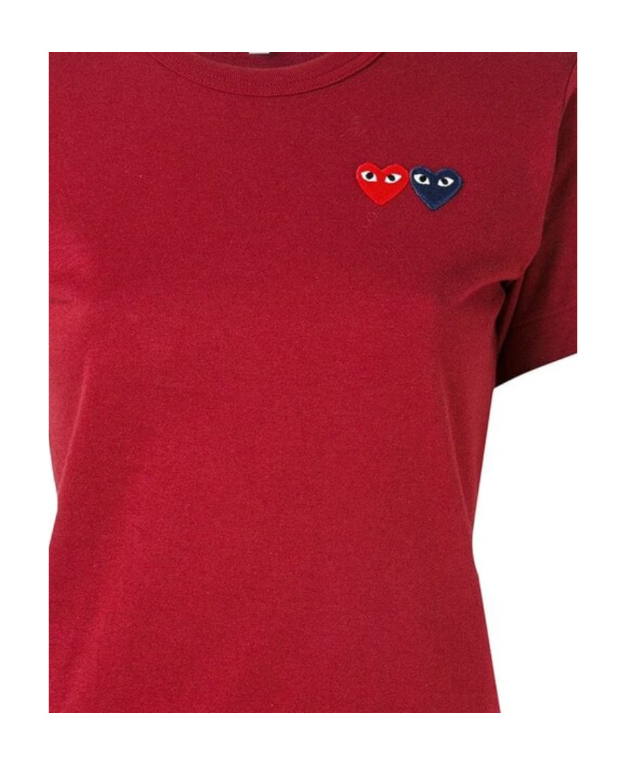 Comme Des Garçons Play Double Heart Crewneck T-shirt In Red