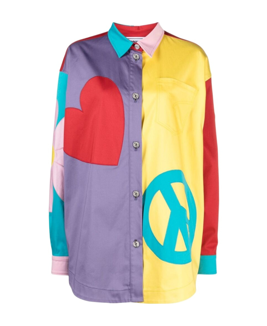 Moschino Graphic-print Panelled Shirt In Multicolor