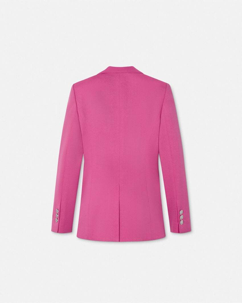 Versace Wool Single-breasted Dv Blazer In Pink