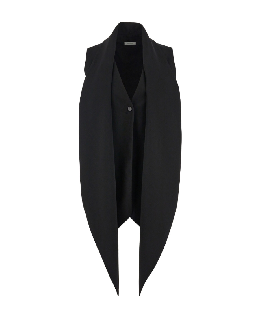 Ferragamo Salvatore Pointed Hem Straight Cut Back Waistcoat In Black