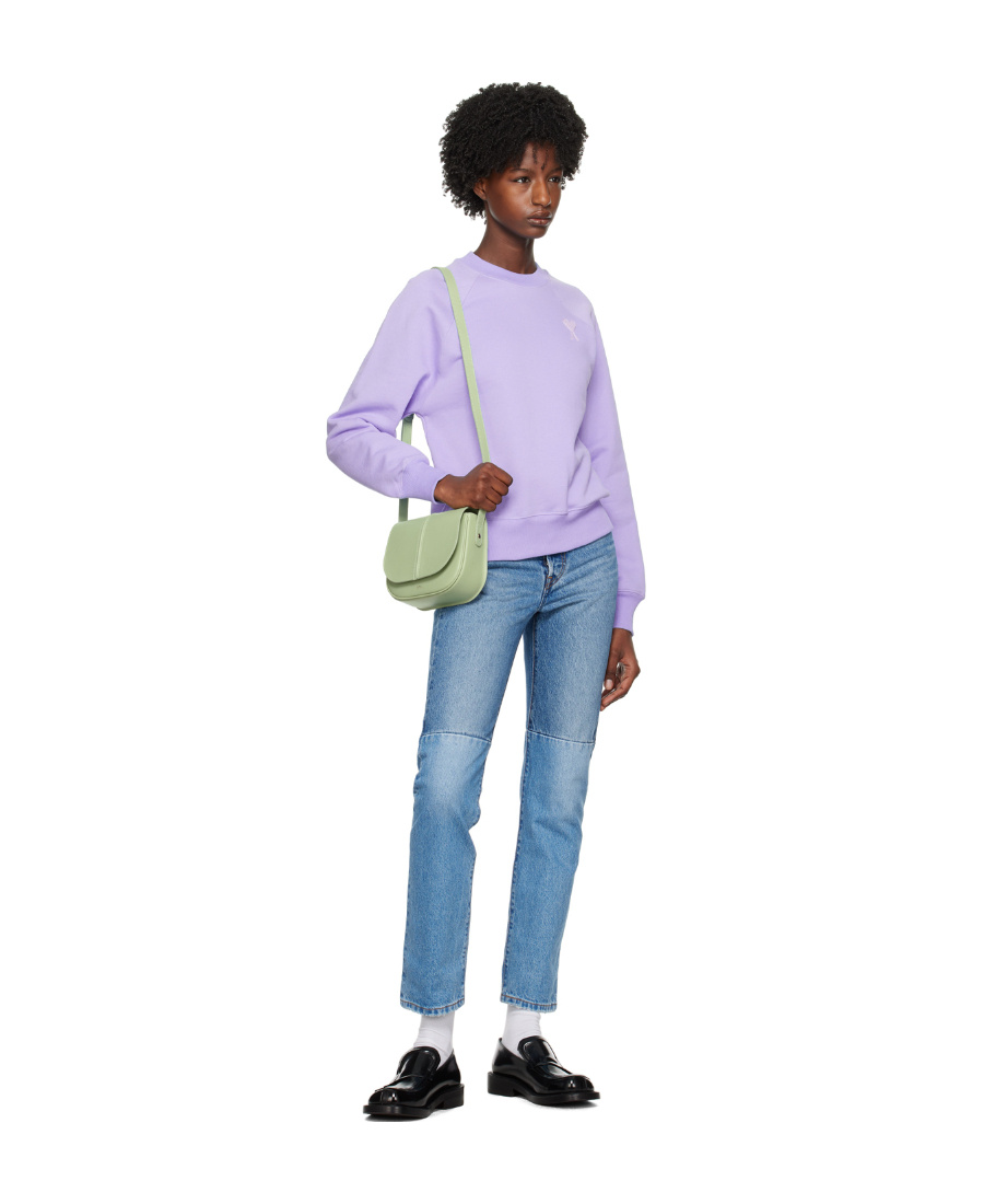 Ami Alexandre Mattiussi Ami De C Ur Round Neck Sweater In Purple