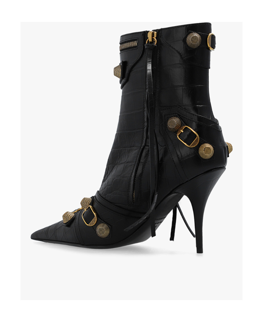 Balenciaga Cagole 50 Ankle Boots In Lamb Leather In Black
