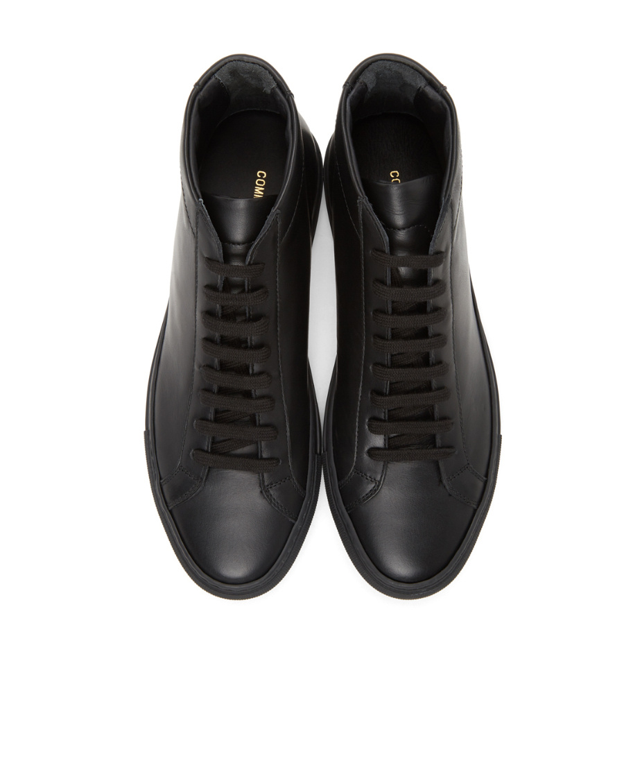 Common Projects Original Achilles High Sneakers In Black Leather In Black