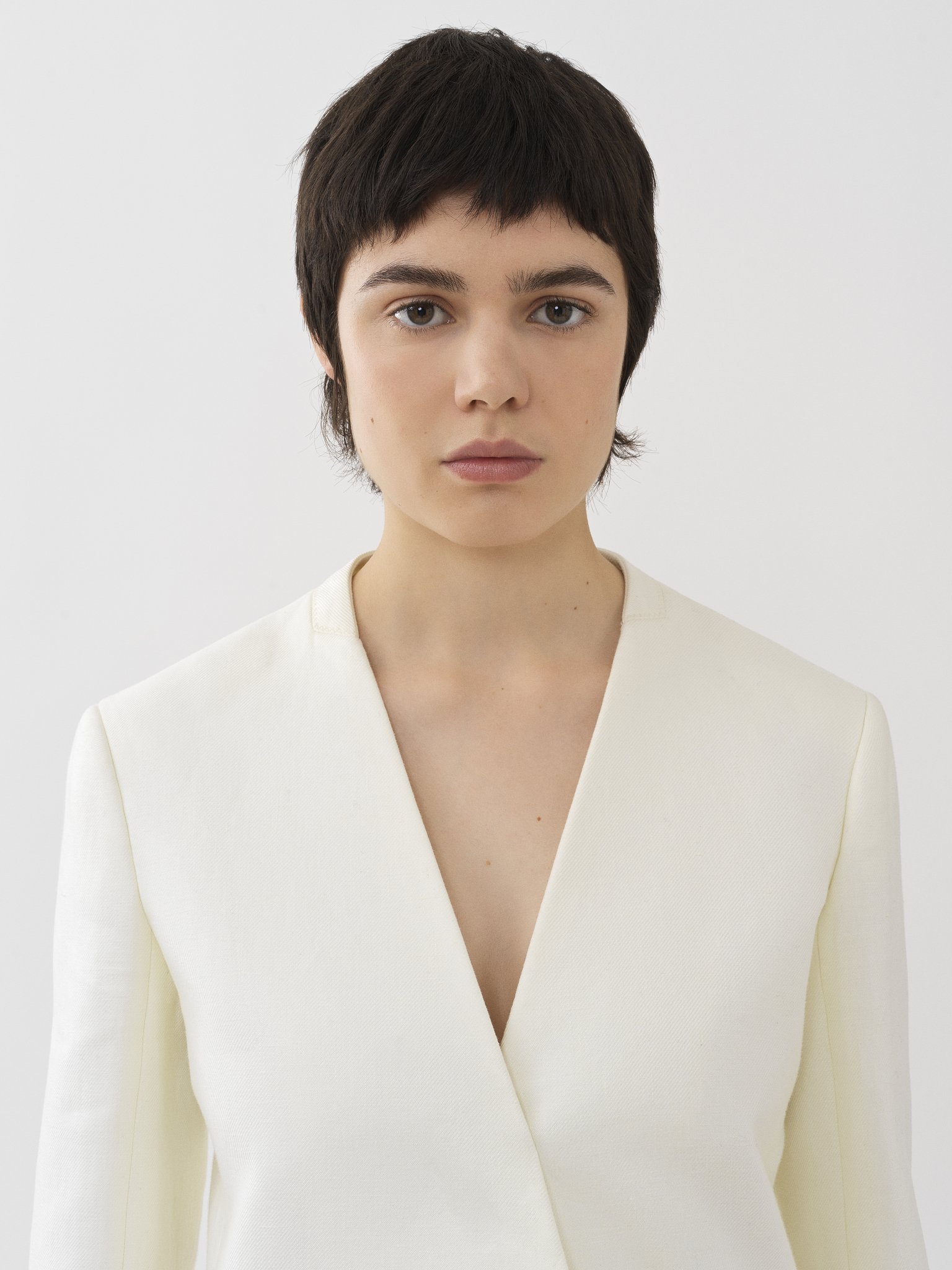 Chloé V-neck Linen Blazer In White