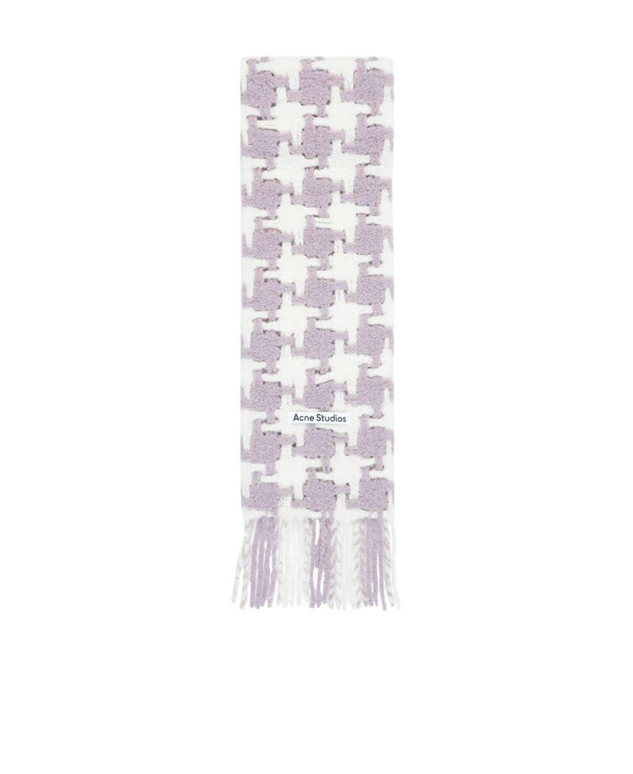 Shop Acne Studios Houndstooth Chunky Scarf In White