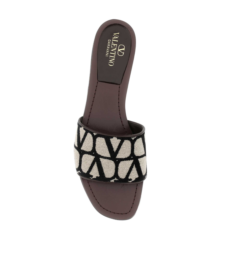 Valentino Vlogo Toile Iconographe Slides In Black