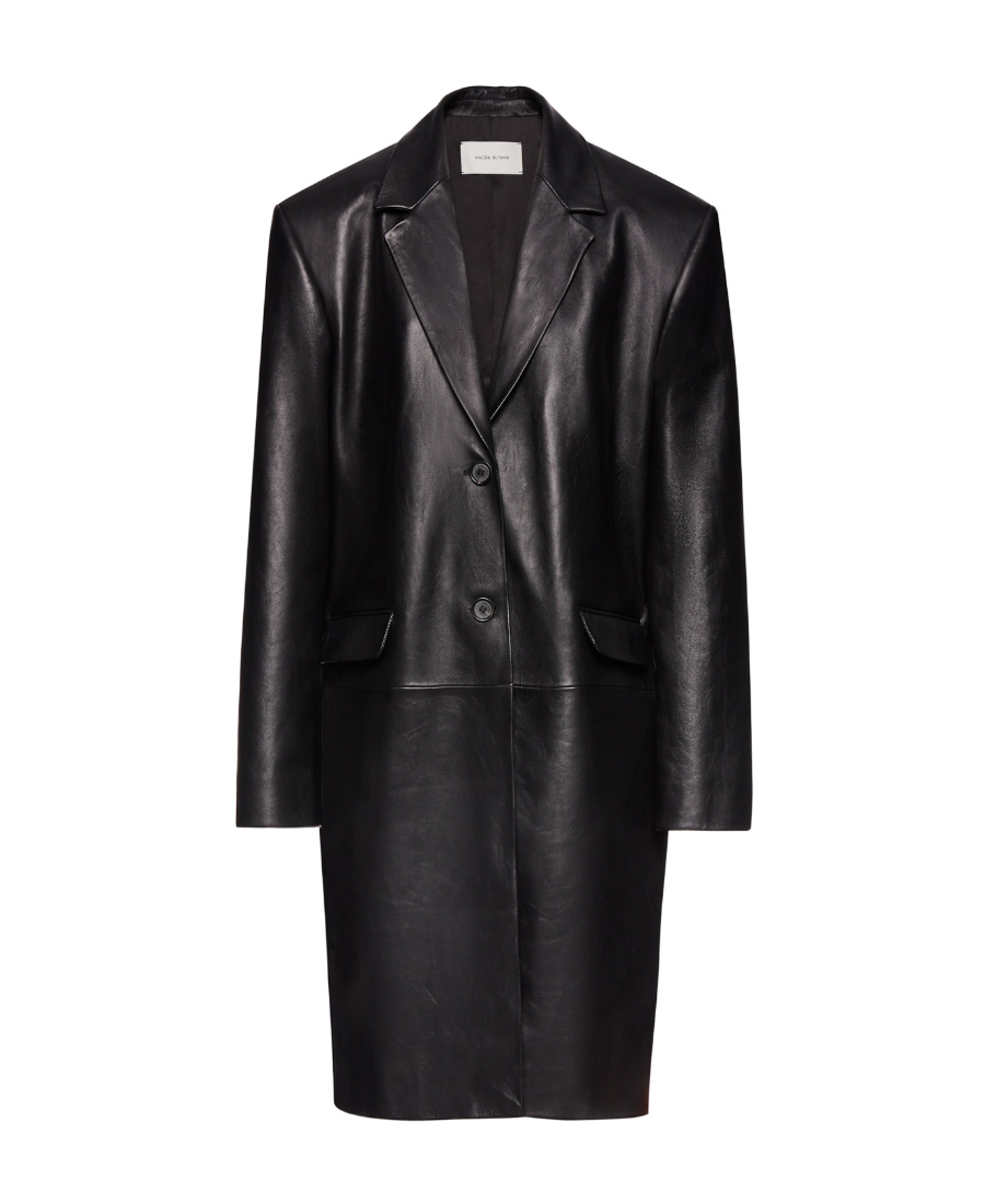 Magda Butrym Single-breasted Leather Coat In Black