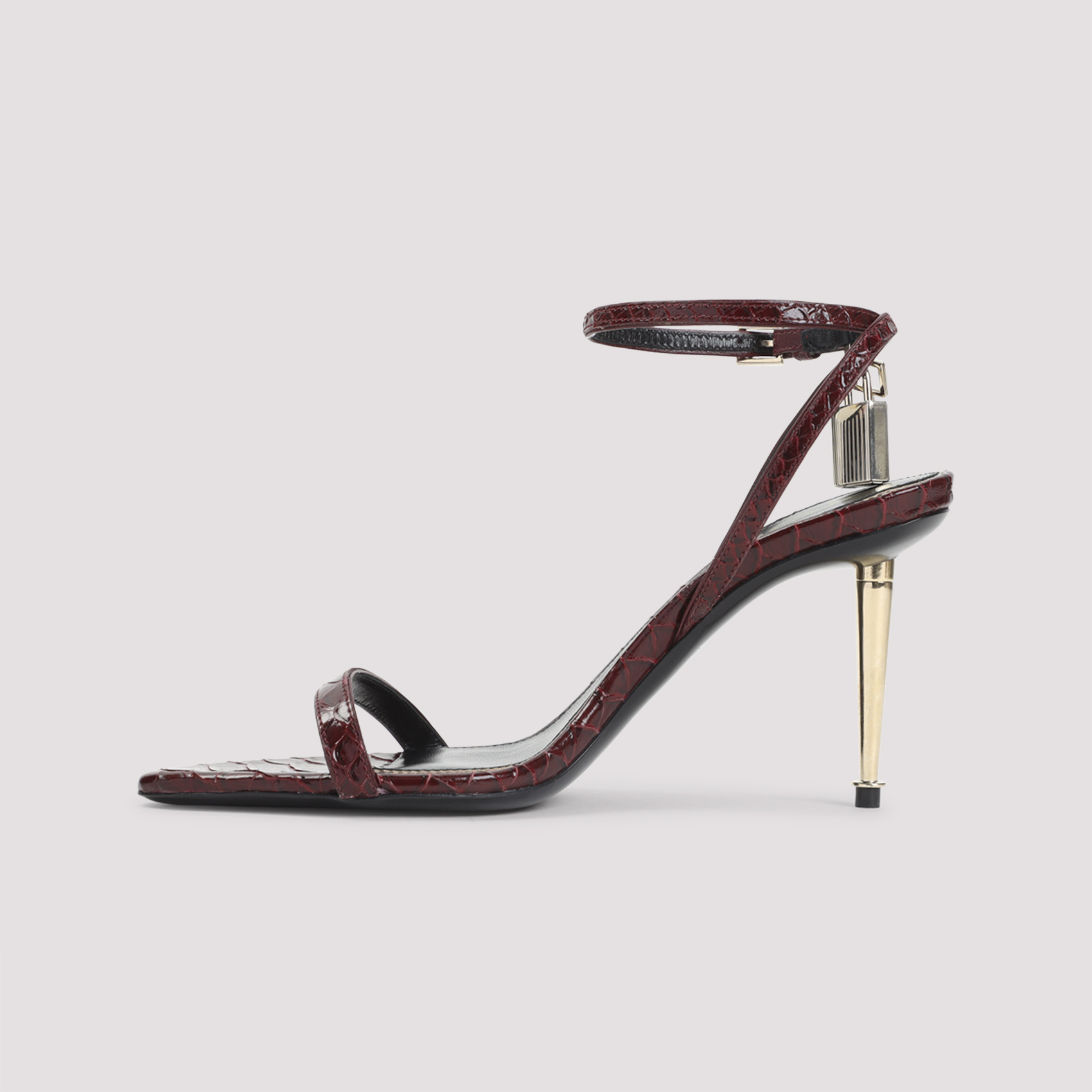 Tom Ford Padlock 90 Python Print Leather Sandals In Brown