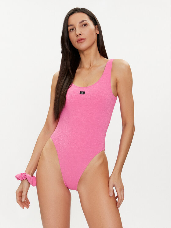 Calvin Klein Logo One-piece Swimsuit In Pink
