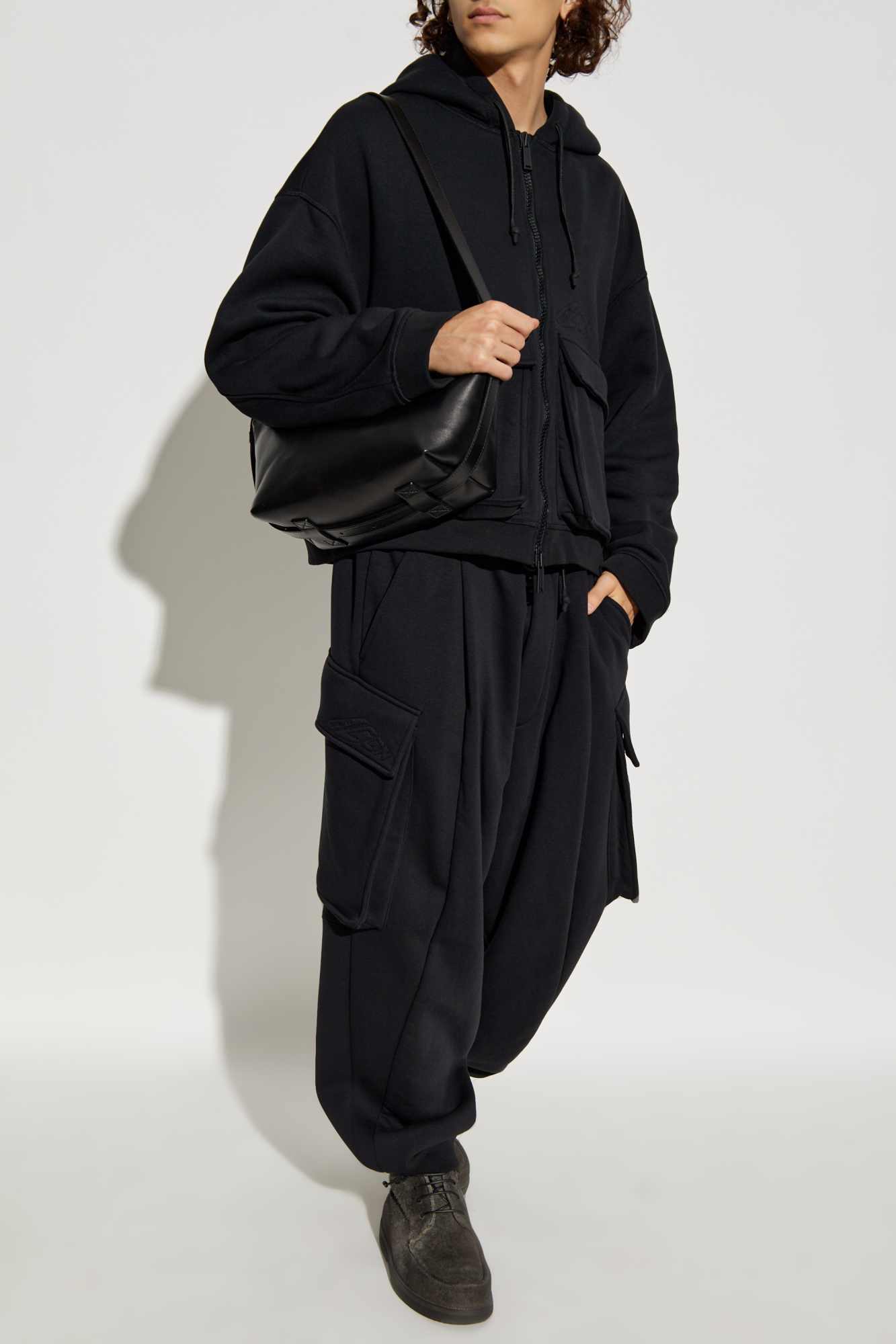 Dsquared2 Cargo Trousers With Elasticated Cuffs And Drawstring Waist In Black