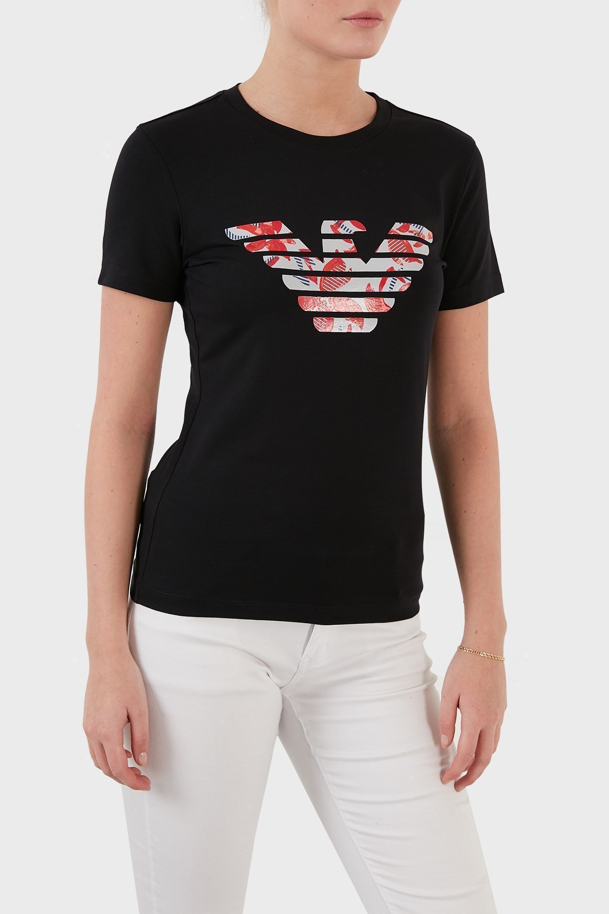 Shop Emporio Armani Round-necked Logo T-shirt In Black