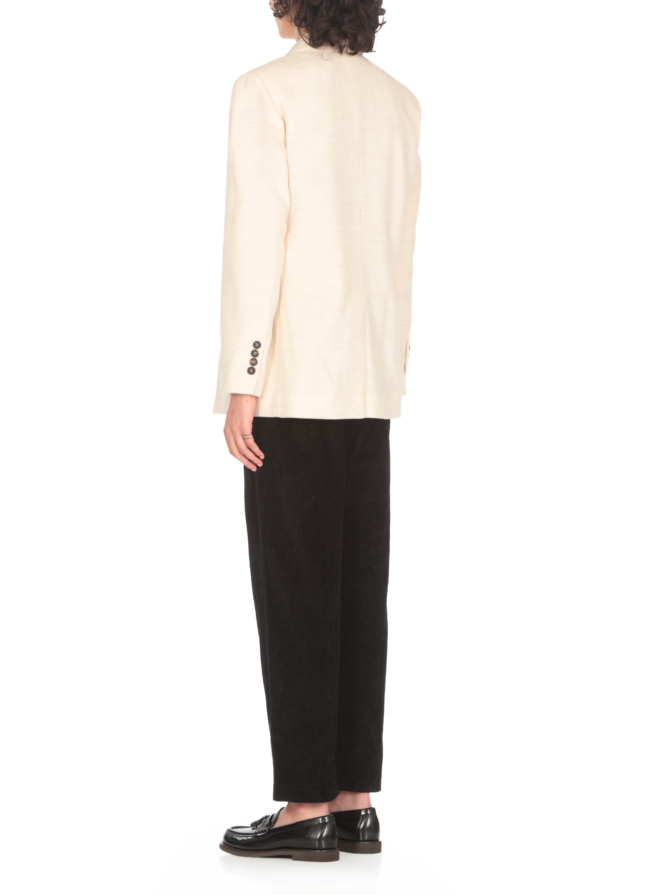Brunello Cucinelli Ribbed Blazer Structured Shoulders In White