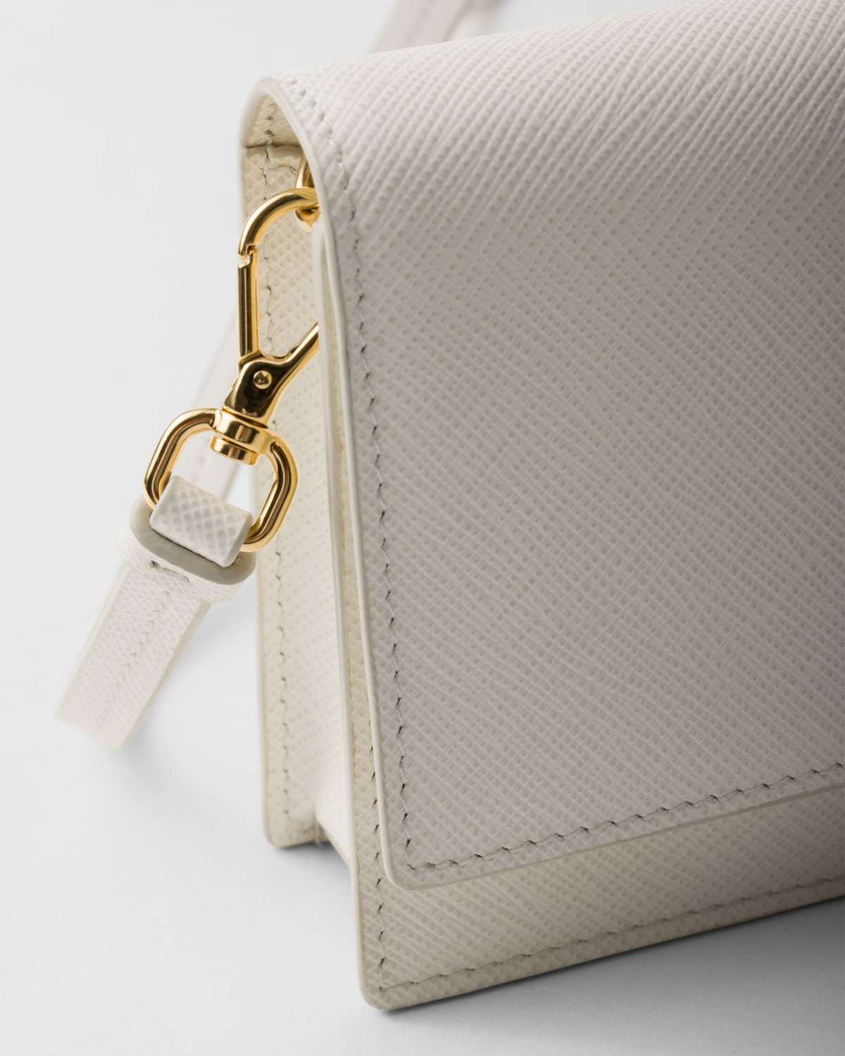 Prada Triangle-logo Leather Mini Bag In White