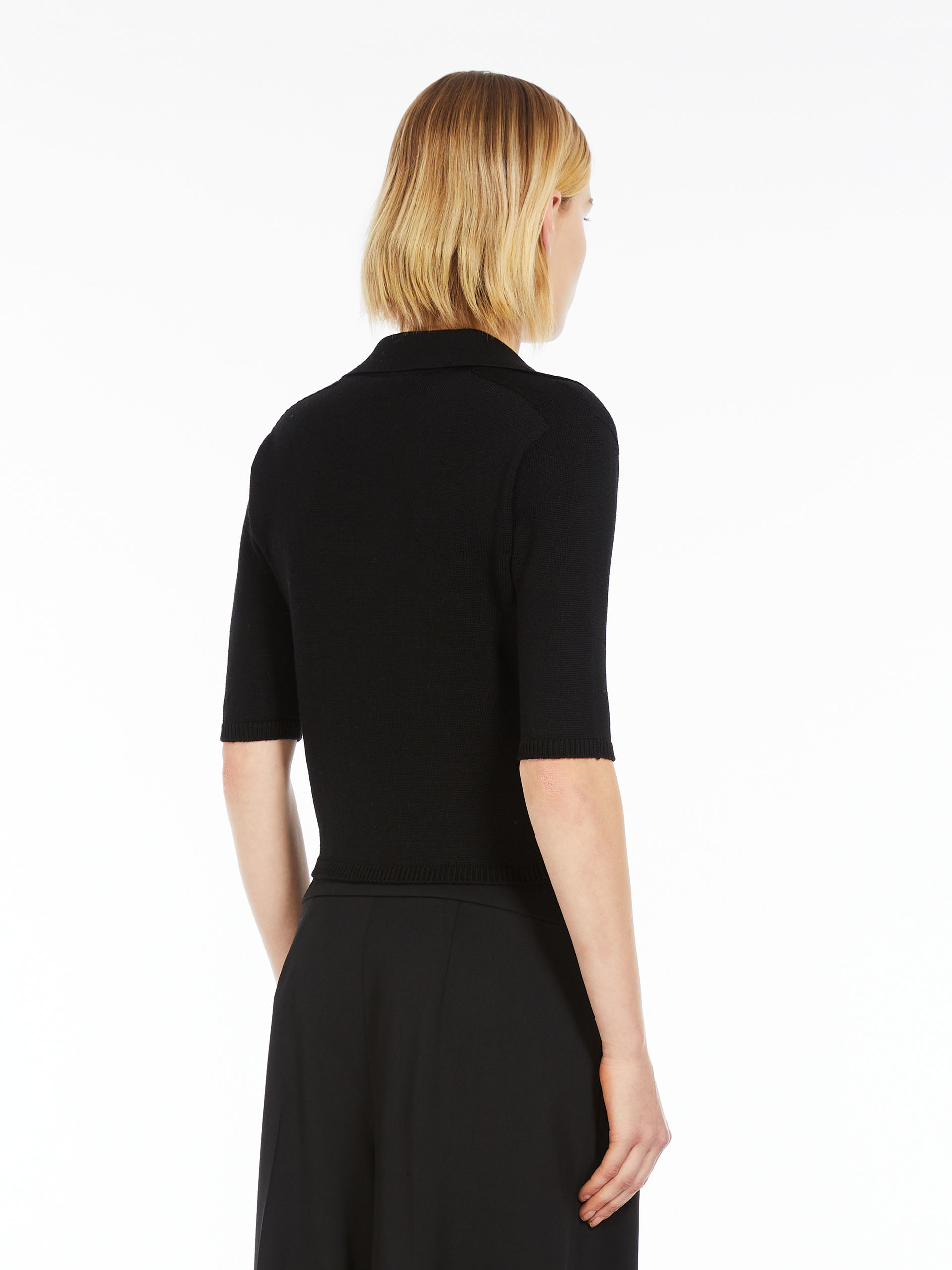 Max Mara Wool Polo Neck Sweater In Black