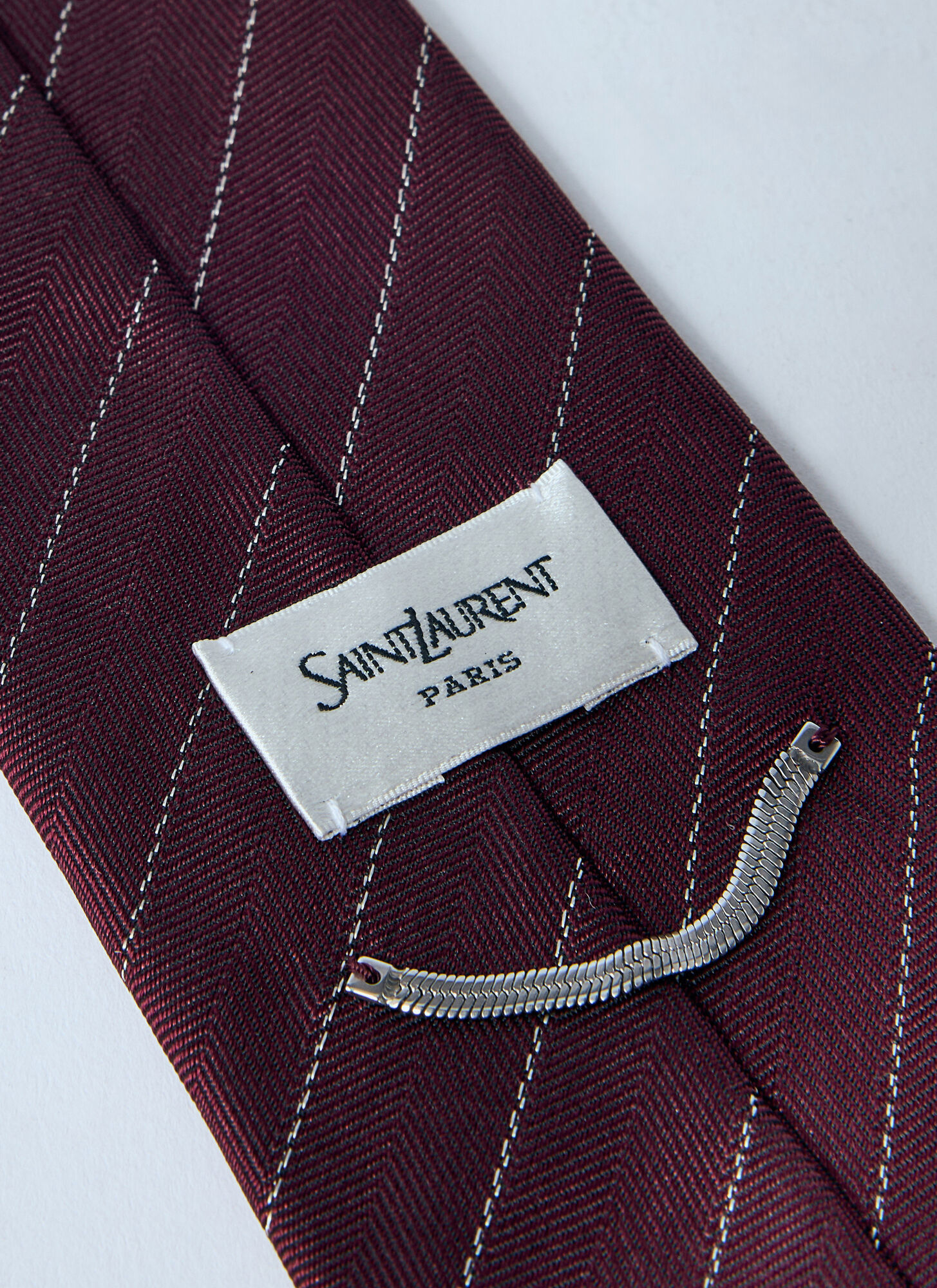 Saint Laurent Striped Tie In Black