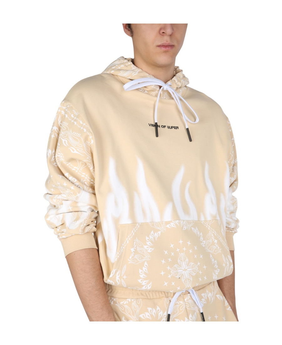 Vision Of Super Sweatshirt With Paisley Pattern In Nude