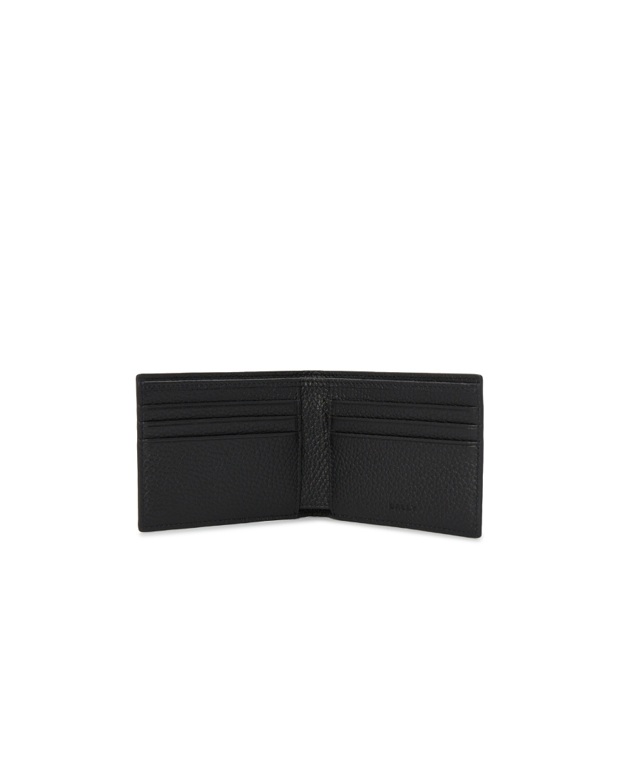 Bally Leather Wallet With Bi-fold Design And Textured Finish In Black