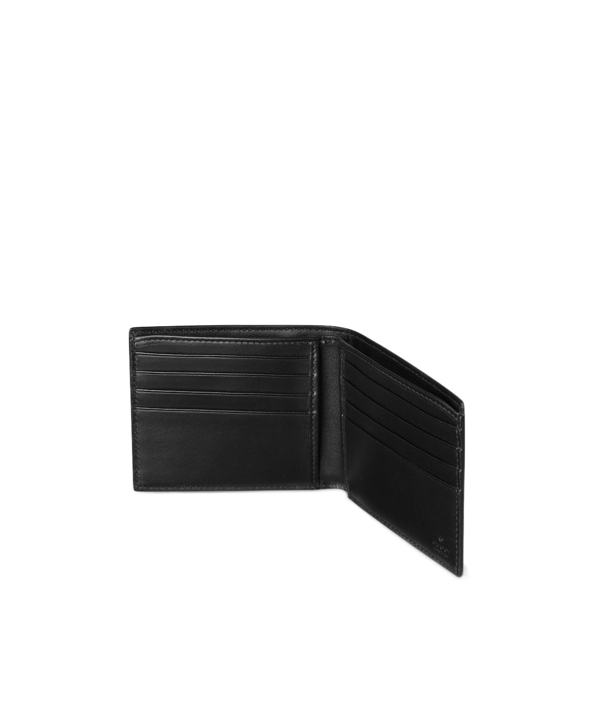 Gucci Mini Jumbo Gg Black Leather Wallet In Gray