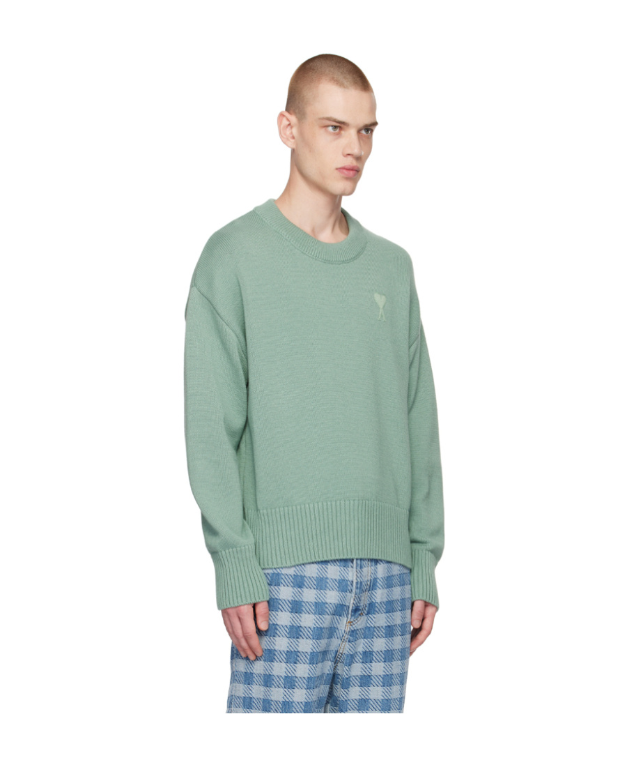Ami Alexandre Mattiussi Round Neck Long-sleeved Sweater In Green
