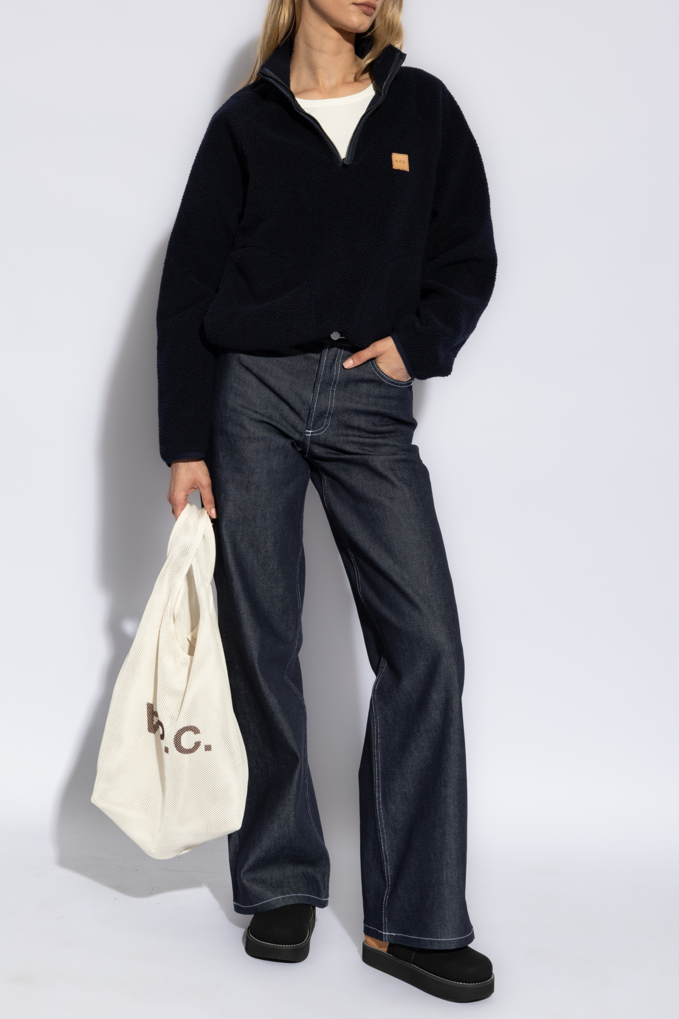 Apc Island Fleece Zip-up Sweatshirt In Black